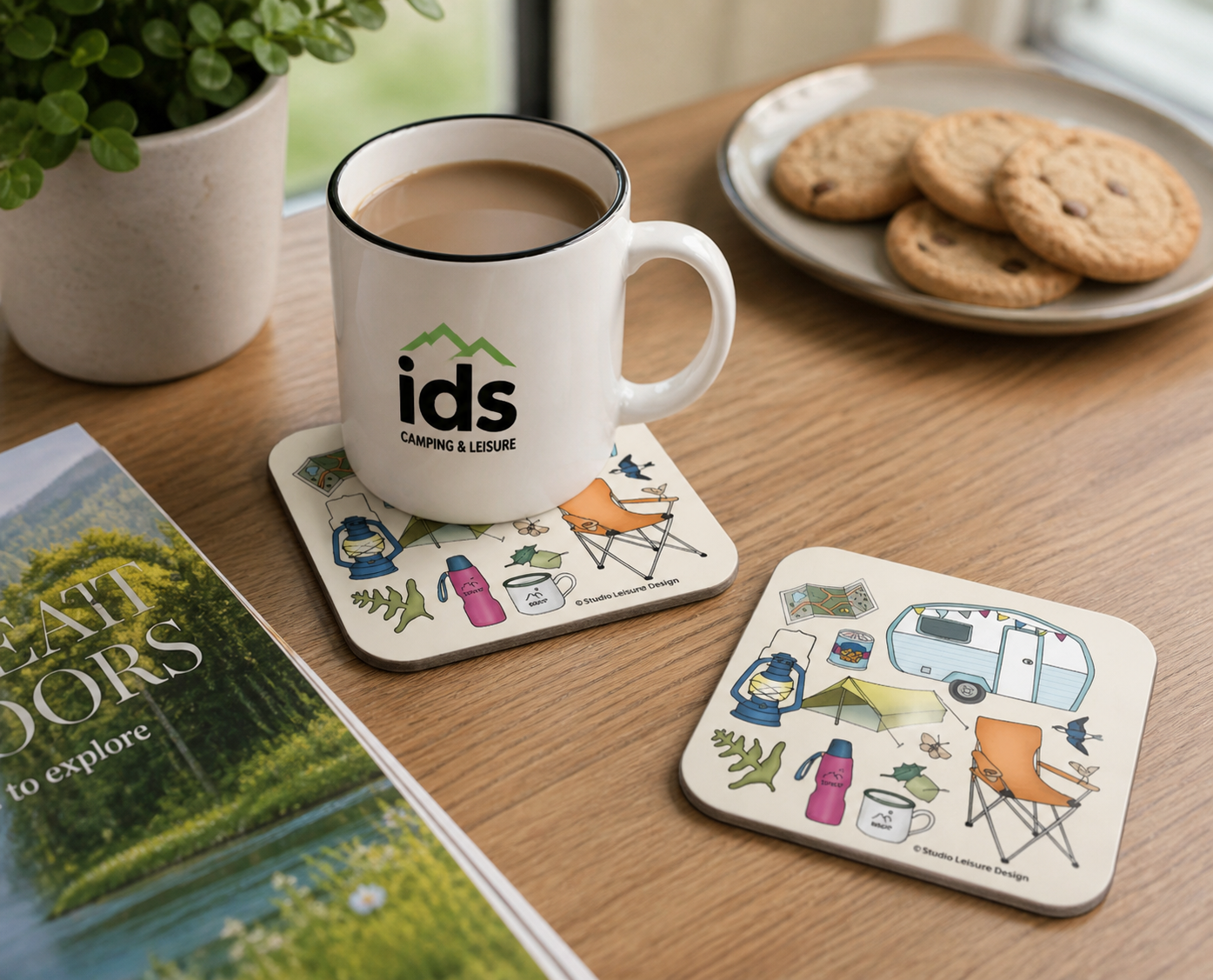 Camping Themed Ceramic Coaster – Caravan & Camper Gift