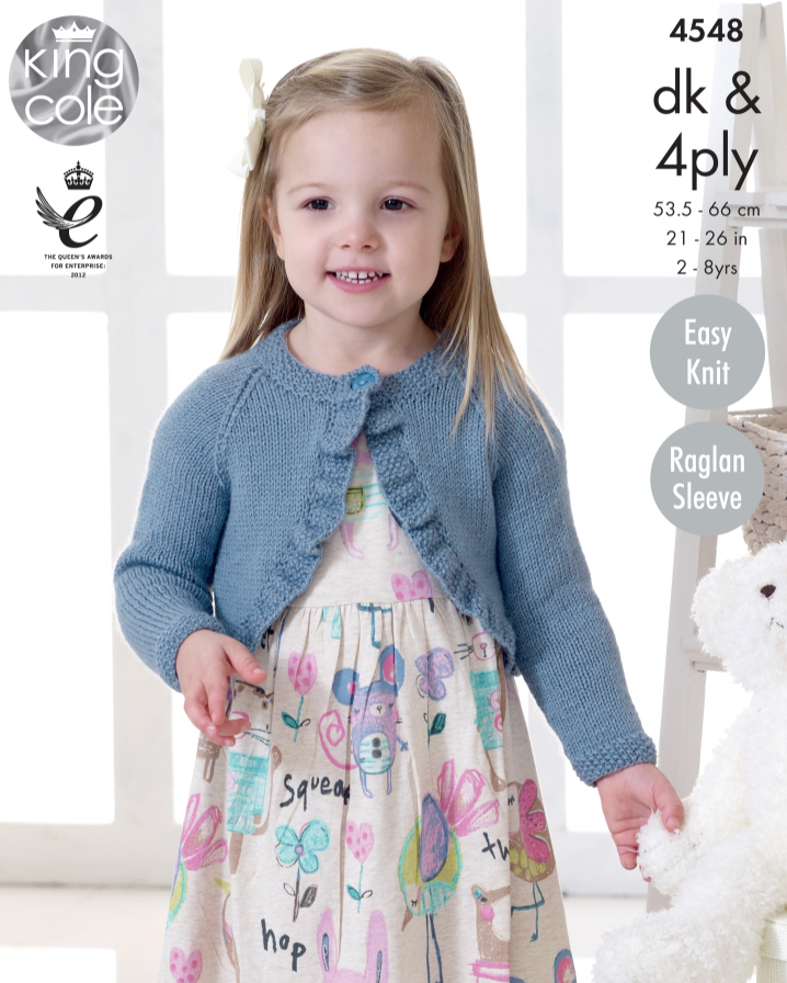 4548 King Cole Childrens Cardigan and Bolero - Double Knit or 4ply