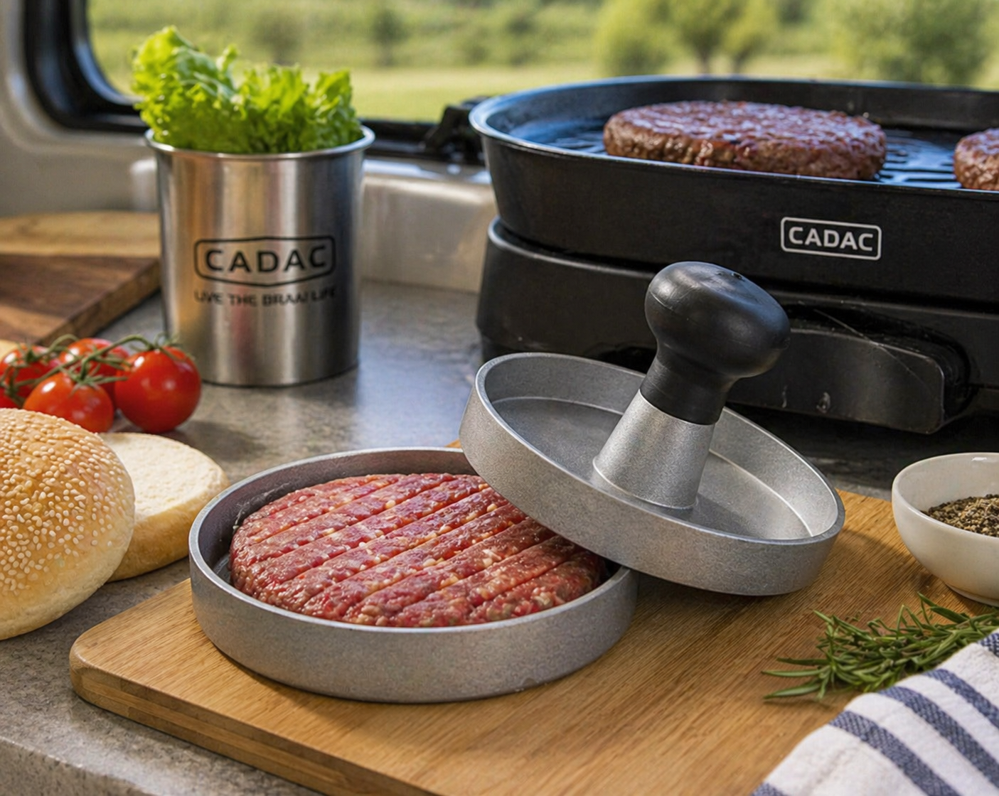 Cadac Burger Press – Non-Stick BBQ Burger Maker for Camping, Caravan & Motohomes