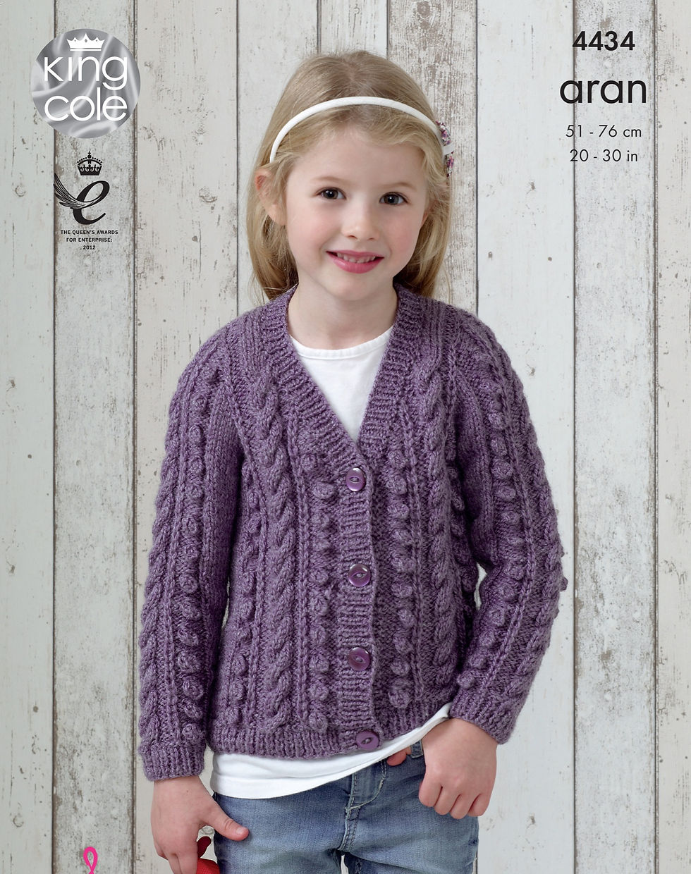 4434 King Cole Childrens Cardigans - Aran