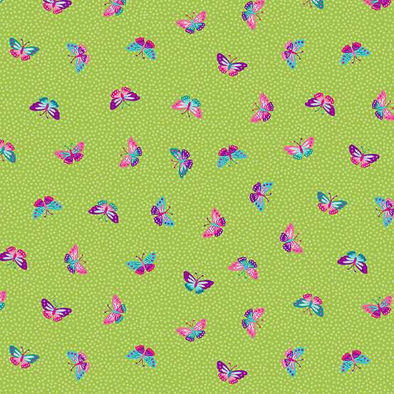 Makower Tropica Green Butterflies Cotton Fabric - 149/G