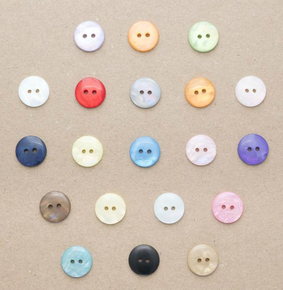 Flat Pearl Buttons - Two Hole - 13mm - Size 20 - Ideal for Babies