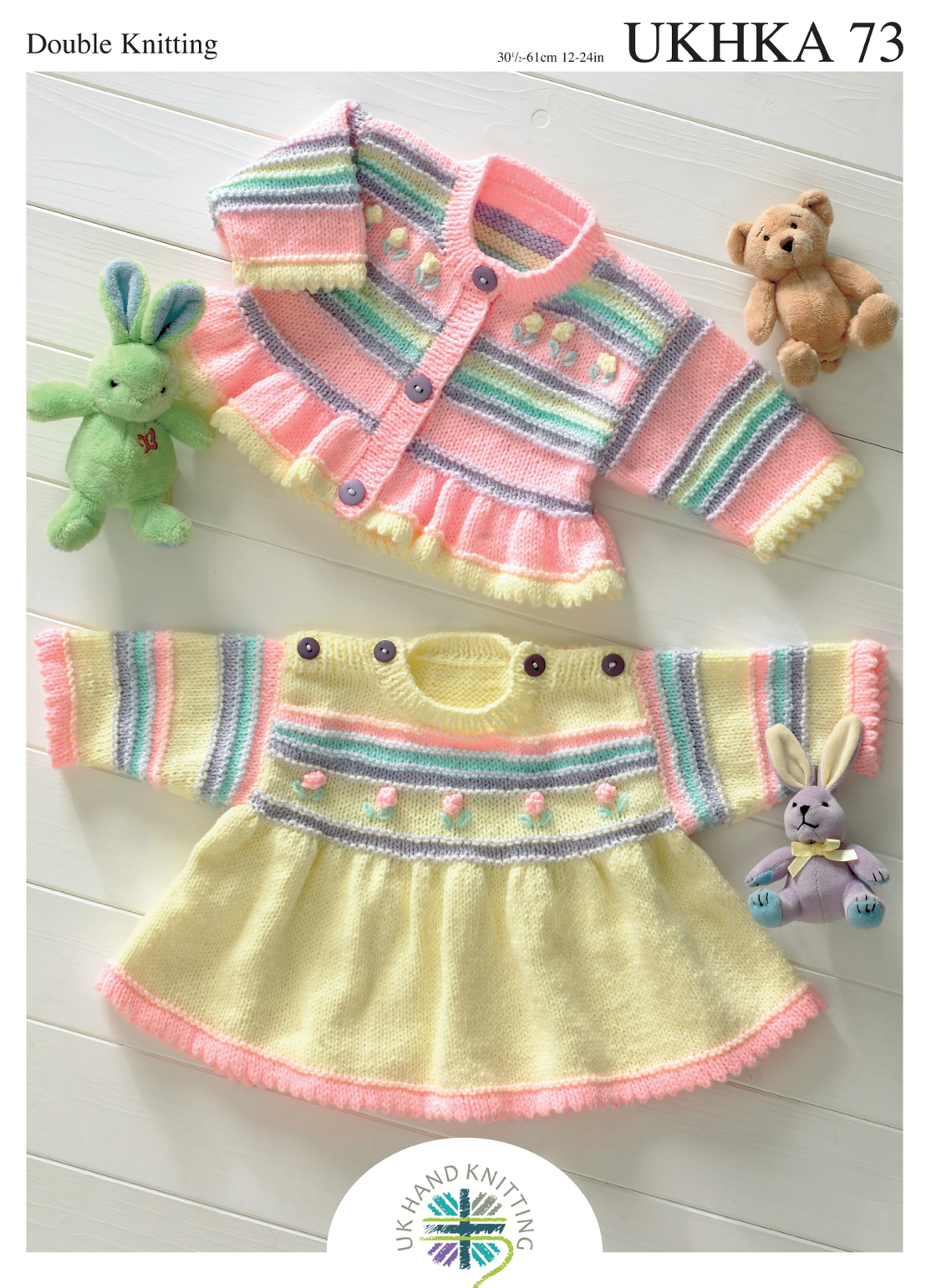 UKHKA 73 Baby and Toddlers Dress and Cardigan in Double Knit Yarn