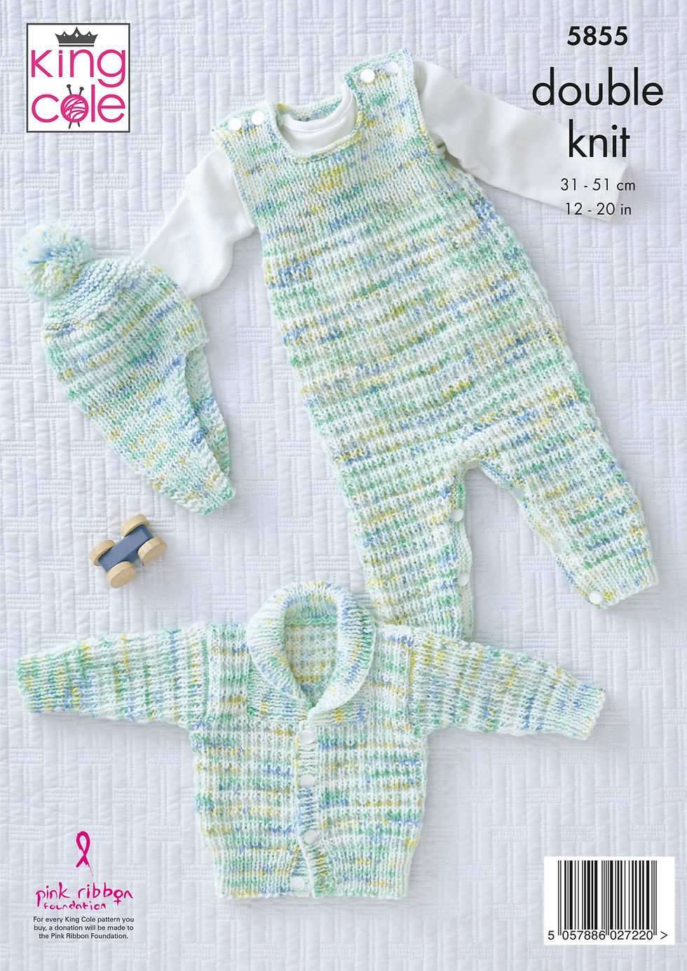 5855 - King Cole Babies DK Toddler Dungarees, Jacket and Hat