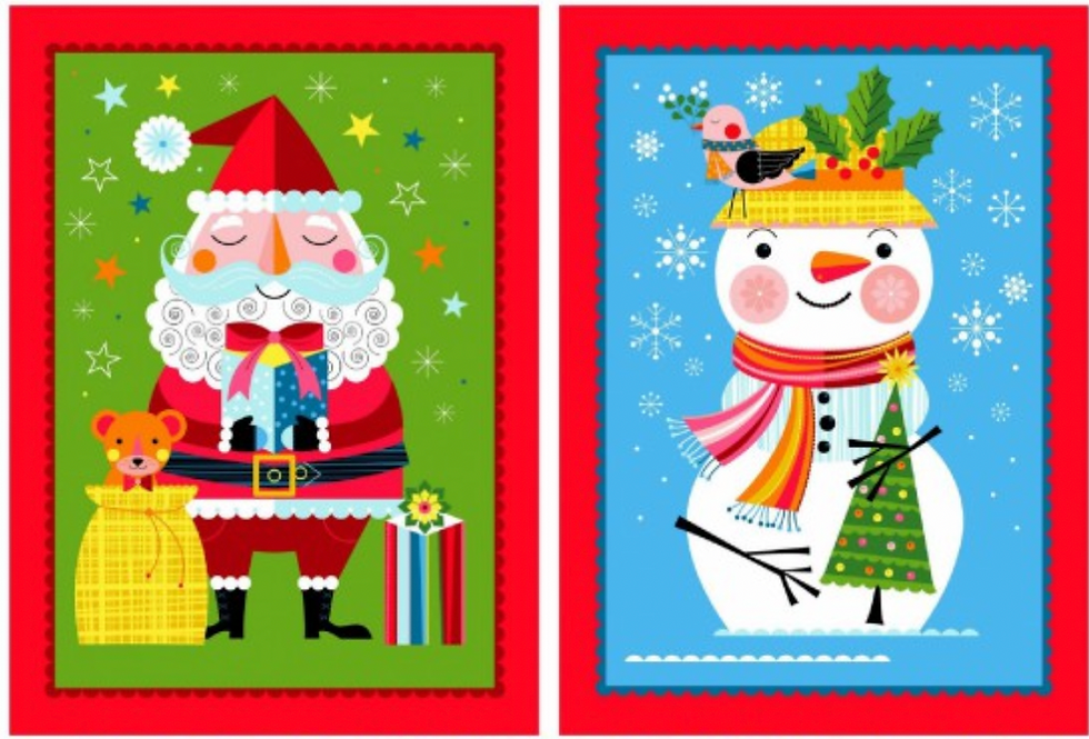 Miniatura: Santa and Snowman Christmas Sack - Panel by Nutex 80840 - 100% Cotton