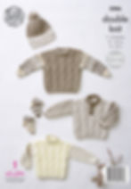 5086 King Cole Babies RaglanSweaters,Bootees and Hat - Double Knit