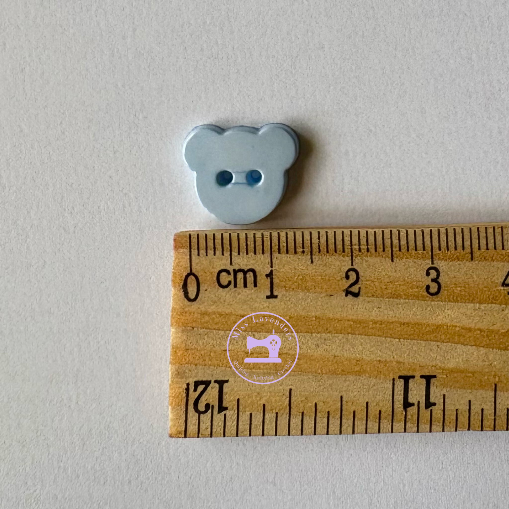 Baby Blue Teddy Bear Buttons - 15mm