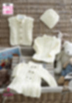 5223 King Cole Babies, Childrens Coat, Sweater, Gilet and Hat - Aran