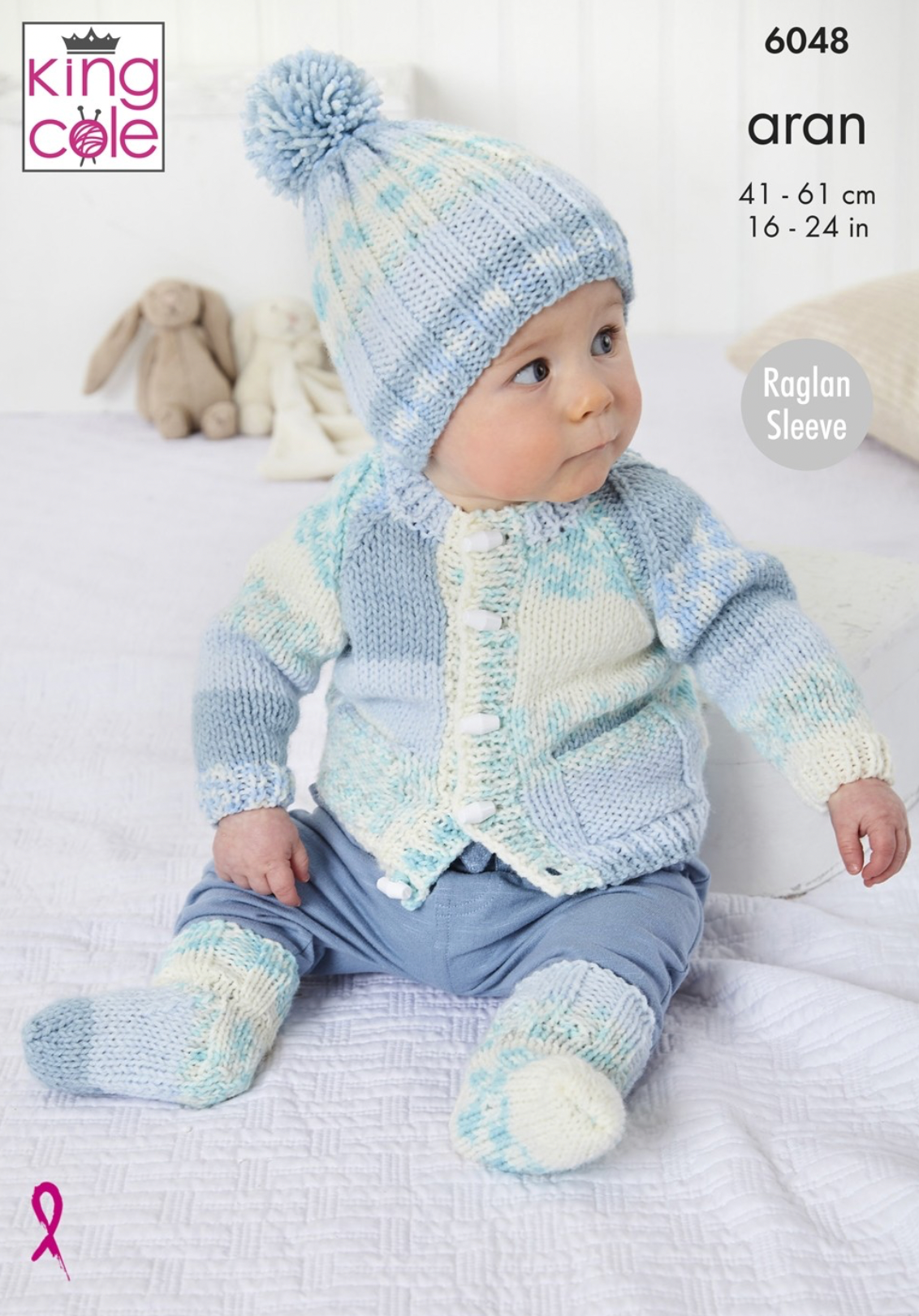 6048 - King Cole Baby, Childs Jacket, Sweater, Hat, Bootees - in Cosy Love Aran