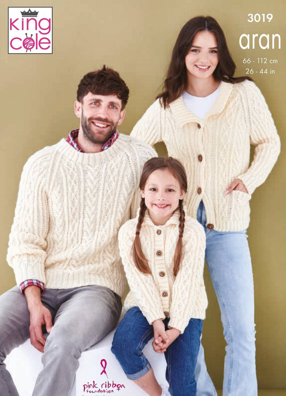 3019 King Cole Adults and Childrens Sweaters and Cardigans - Aran