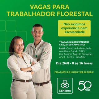 CENIBRA abre vagas para trabalhadores na área florestal