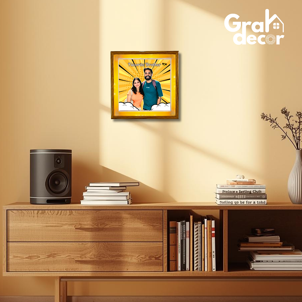 Thumbnail: Bhai Dooj Wooden Photo Display – Mini Floating Frame for Sibling