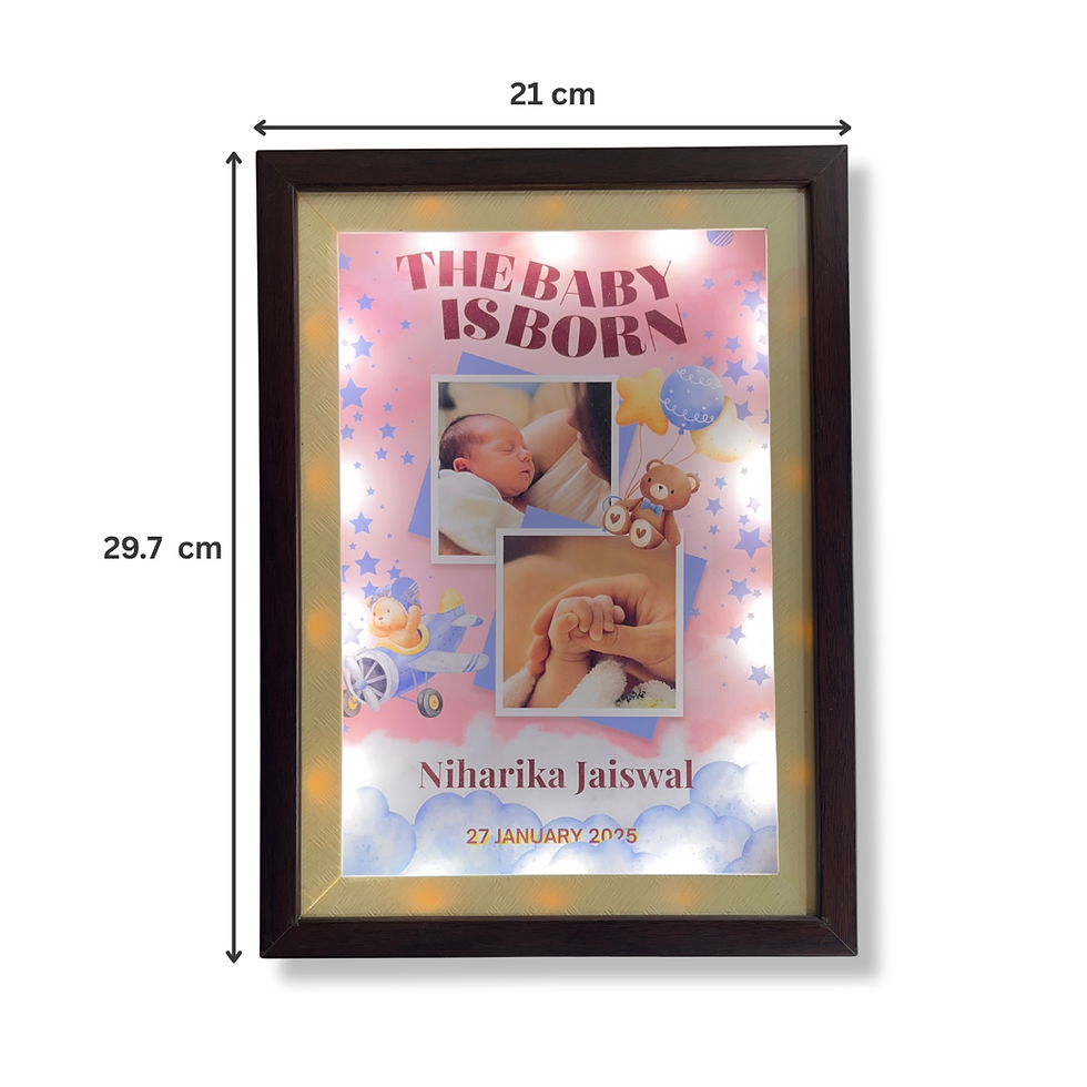 Thumbnail: New Born Baby Shadow Box – Personalized A4 Birth Detail Frame in White