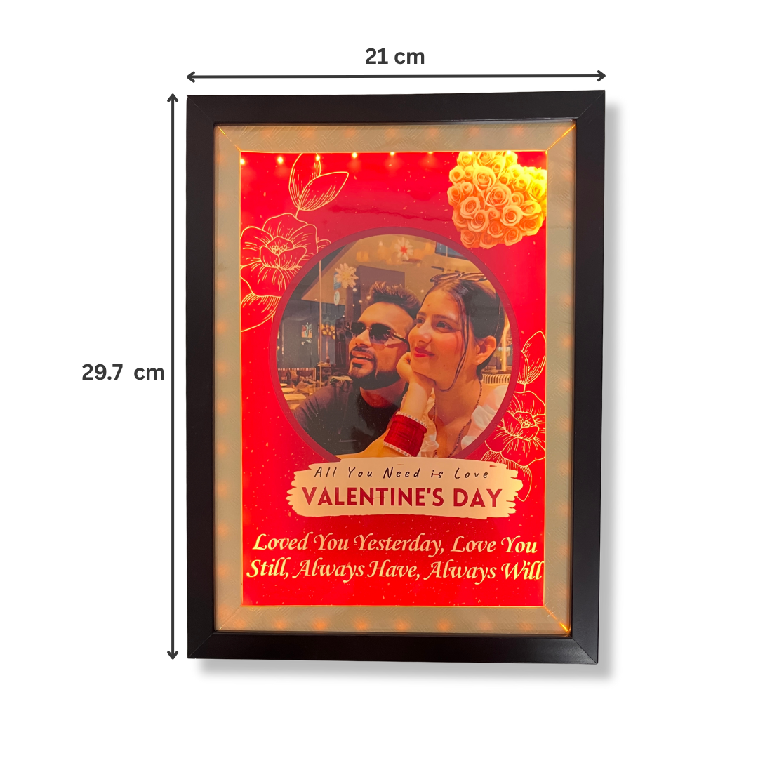 Valentine’s Day Shadow Box Frame – Romantic Personalized A4 Gift in White