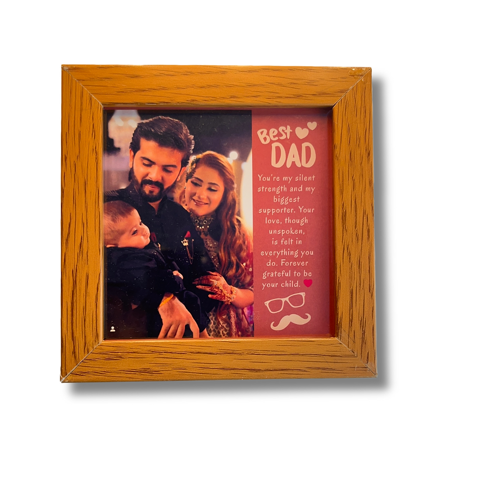 Thumbnail: Unique Father's day mini frame 5x5 inch customized  in white colour frame