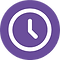 Purple clock icon symbolizing flexible scheduling