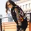 Thumbnail: - BLACK DENIM JACKET W/FLORAL EMBROIDERY -