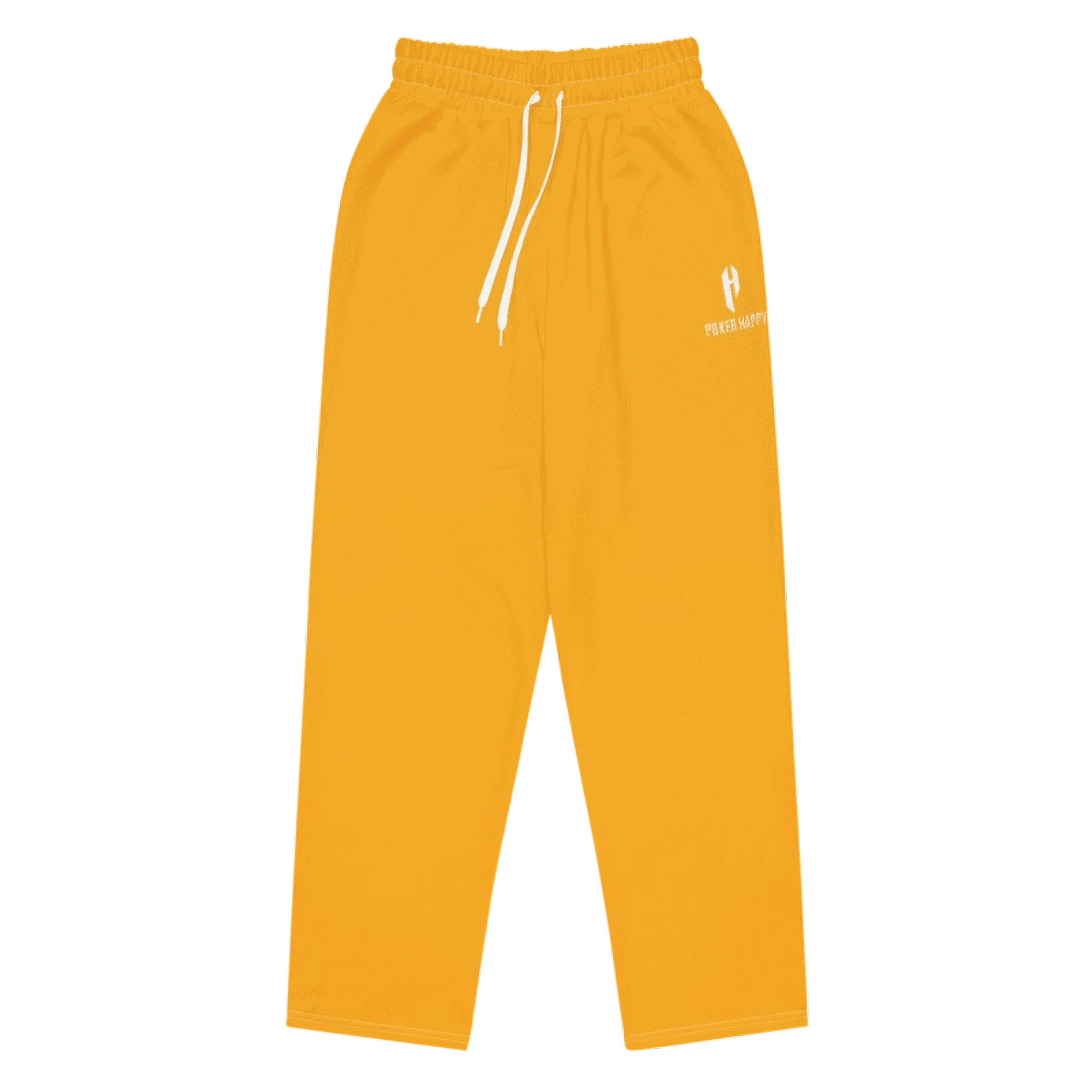 - POKER HAPPY GOLD UNISEX WIDE-LEG JOGGERS W/WHITE DRAWSTRING -