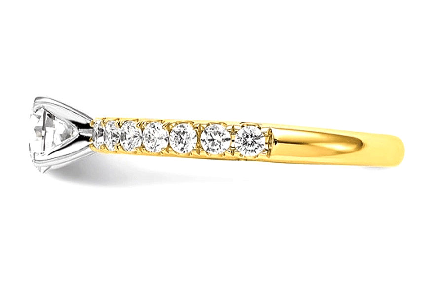 Thumbnail: - 14K Gold Lab Diamond Solitaire Pave Ring -