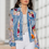 Thumbnail: - DENIM JACKET W/FLORAL EMBROIDERY SLEEVES -