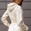 Thumbnail: Cream Cropped Zip Front Elasticated Hem Hoodie and High Waisted Jogger Pant