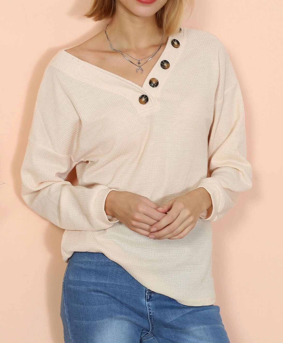 Drop Shoulder Textured Knit Sweater