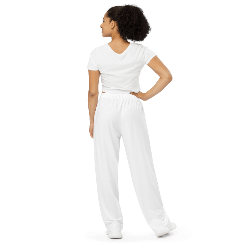 Thumbnail: - WHT/BLUE ART DECO UNISEX WIDE-LEG JOGGERS -