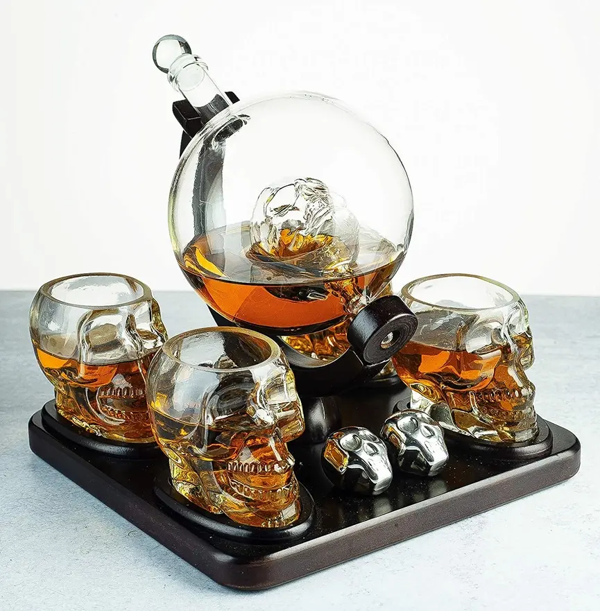 Thumbnail: LARGE SKULL FACE DECANTER WITH4 SHOYT GLASSES