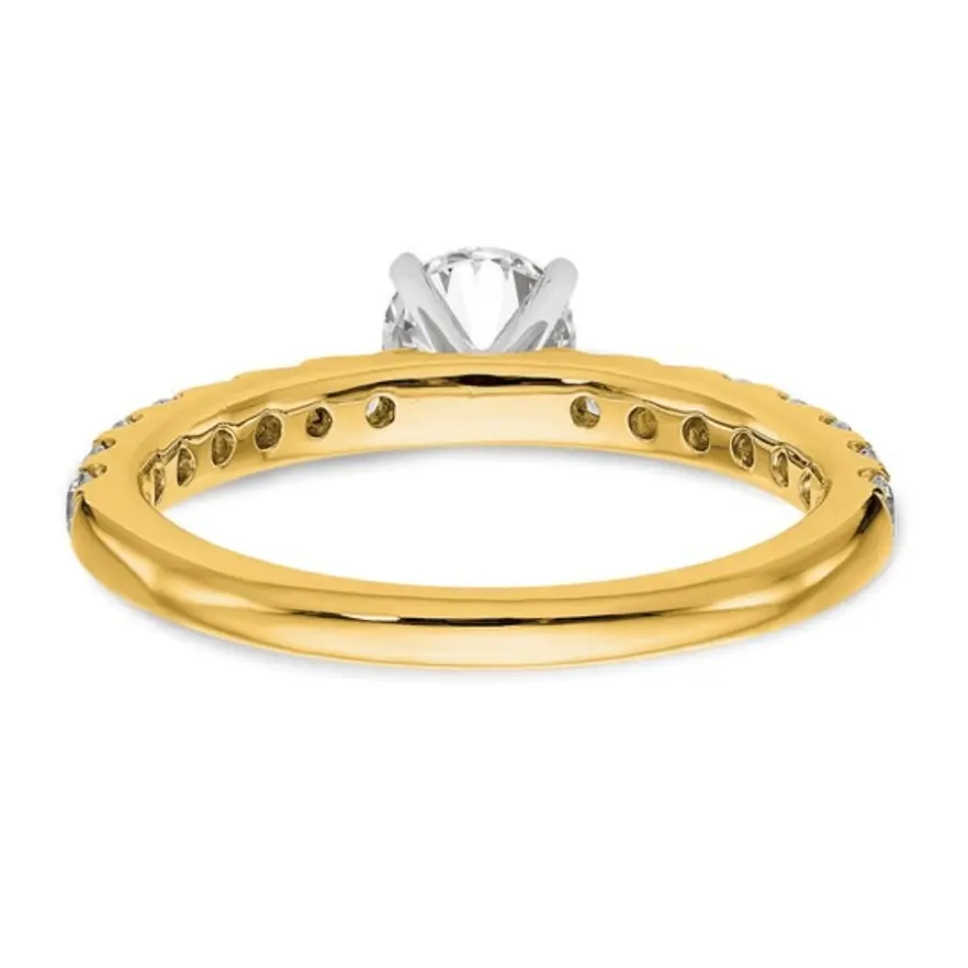 Thumbnail: - 14K Gold Lab Diamond Solitaire Pave Ring -
