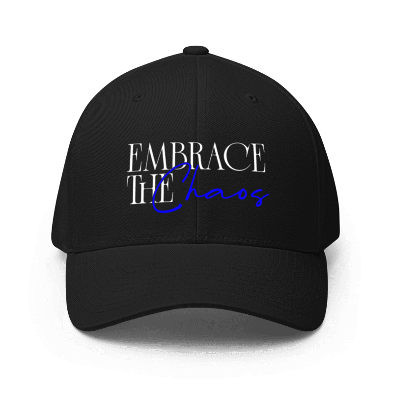 - BLUE EMBRACE THE CHAOS FLEXFIT CLOSED-BACK STRUCTURE CAP -