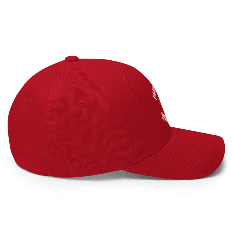 Thumbnail: - POKER NATION SPORTSWEAR RED FLEXFIT CLOSED-BACK STRUCTURED CAP -