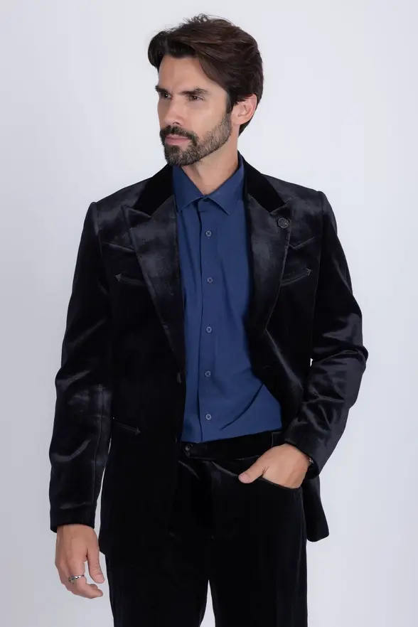 Thumbnail: Men's Velvet Luxury Formal Peak Lapel Suit