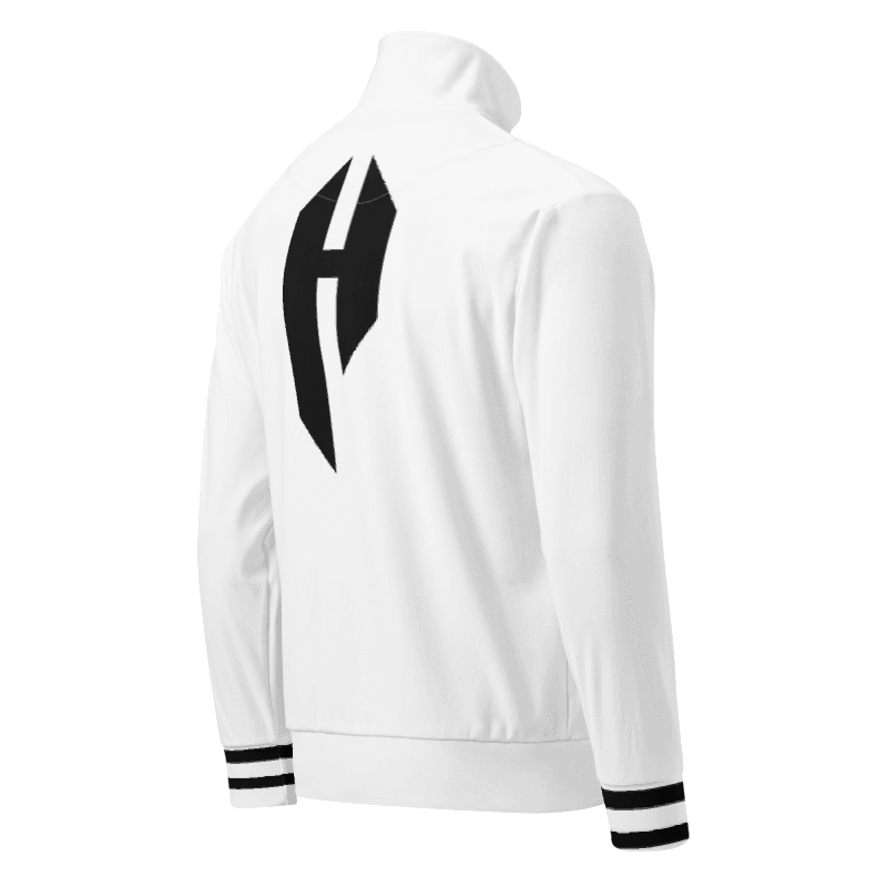 Thumbnail: - WHITE DOUBLE STRIPE POKER HAPPY UNISEX TRACK JACKET -