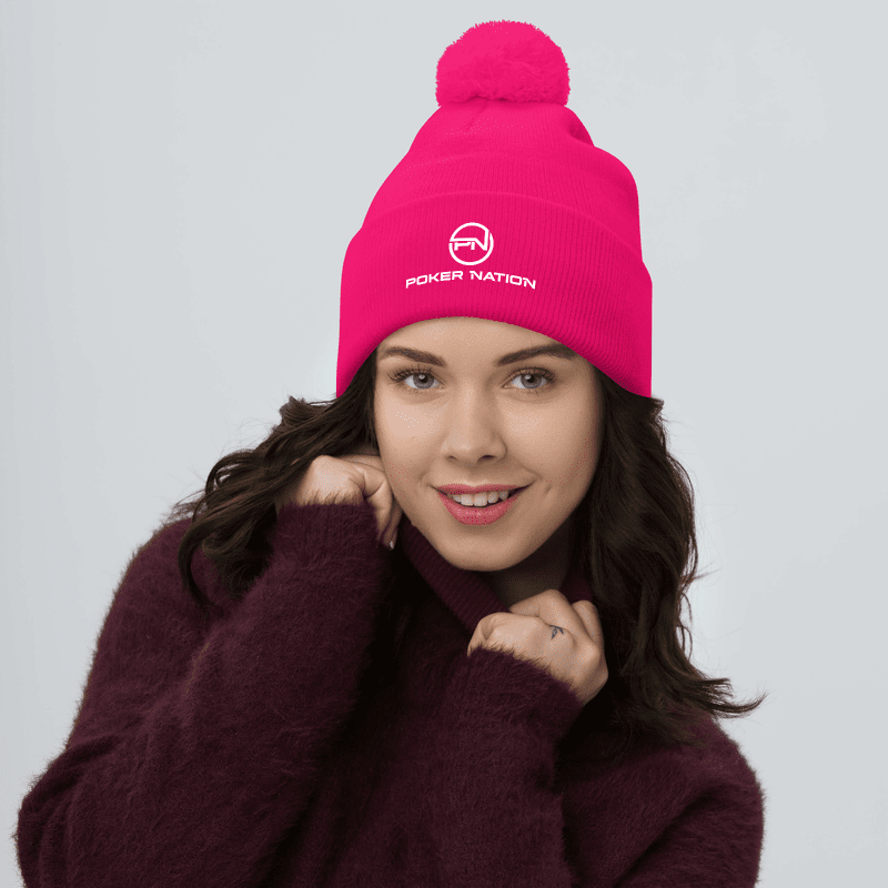 Thumbnail: - PINK POKER NATION POM-POM UNISEX BEANIE -