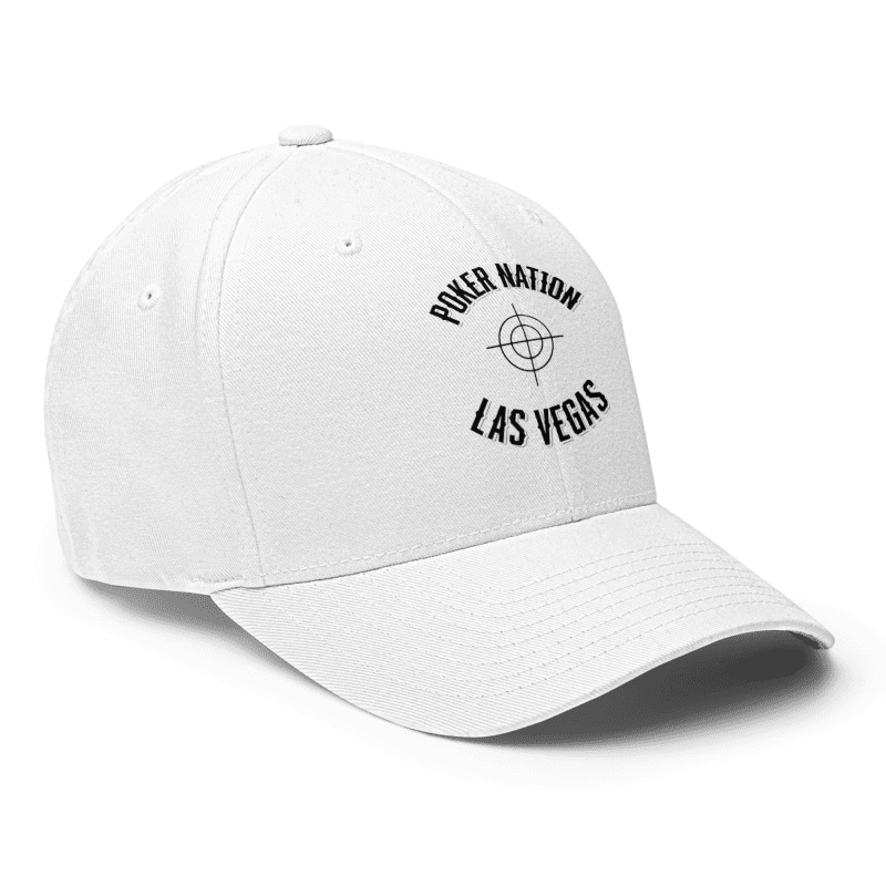 Thumbnail: - WHITE POKER NATION LAS VEGAS FLEXFIT CLOSED-BACK STRUCTURED CAP -