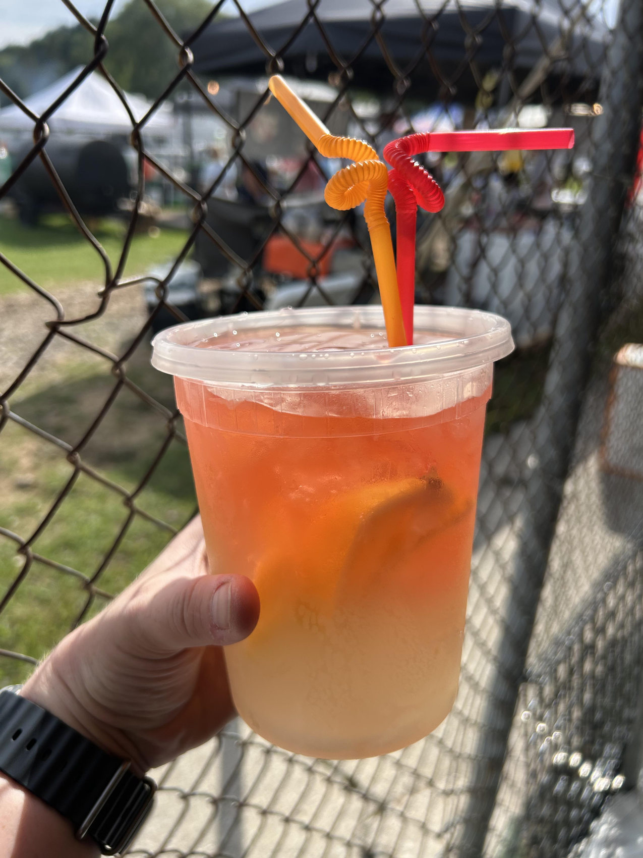 Fresh colorful Squeezy Pop lemonade with citrus and a fun straw