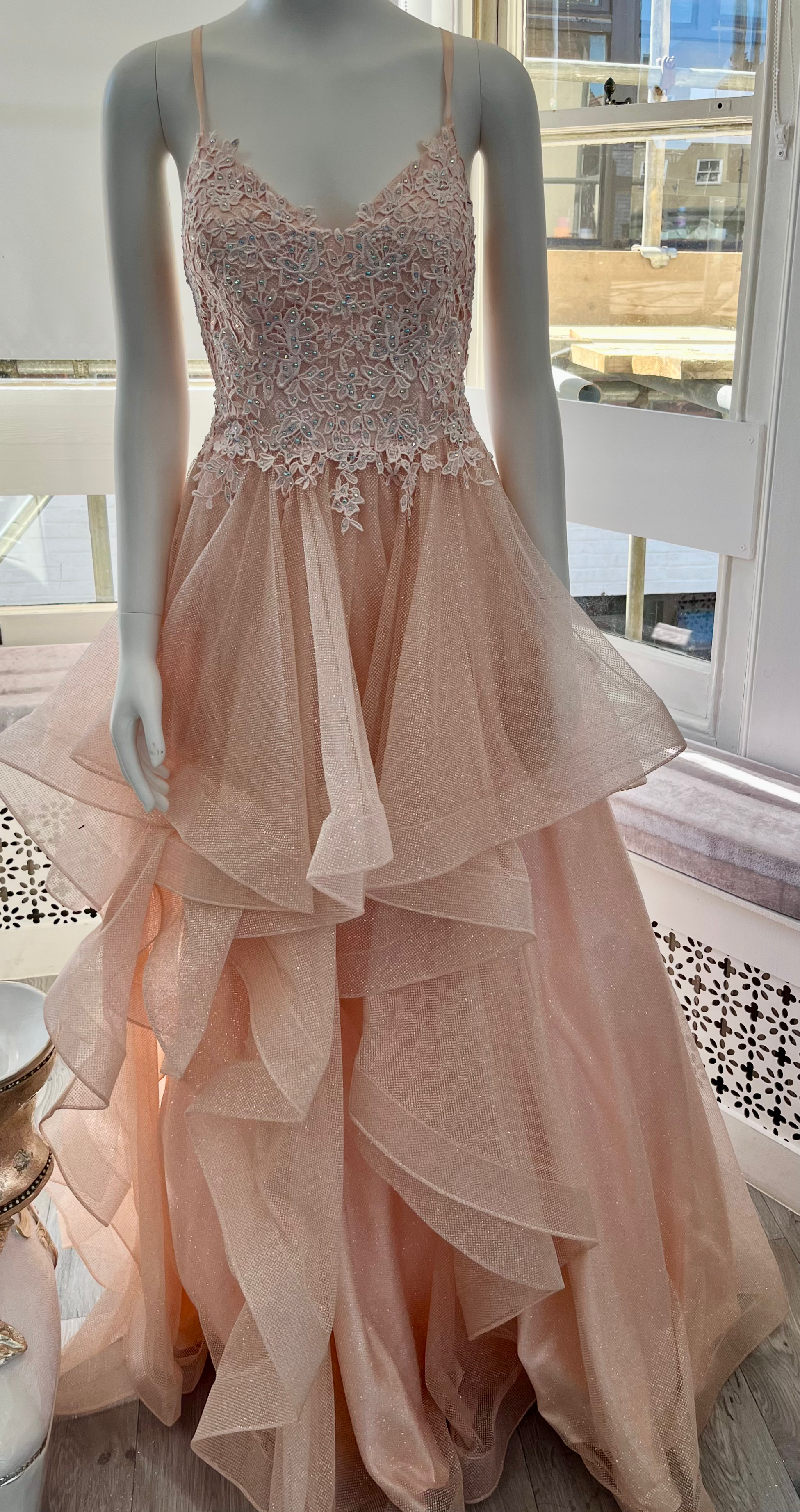 Peach ruffled skirt