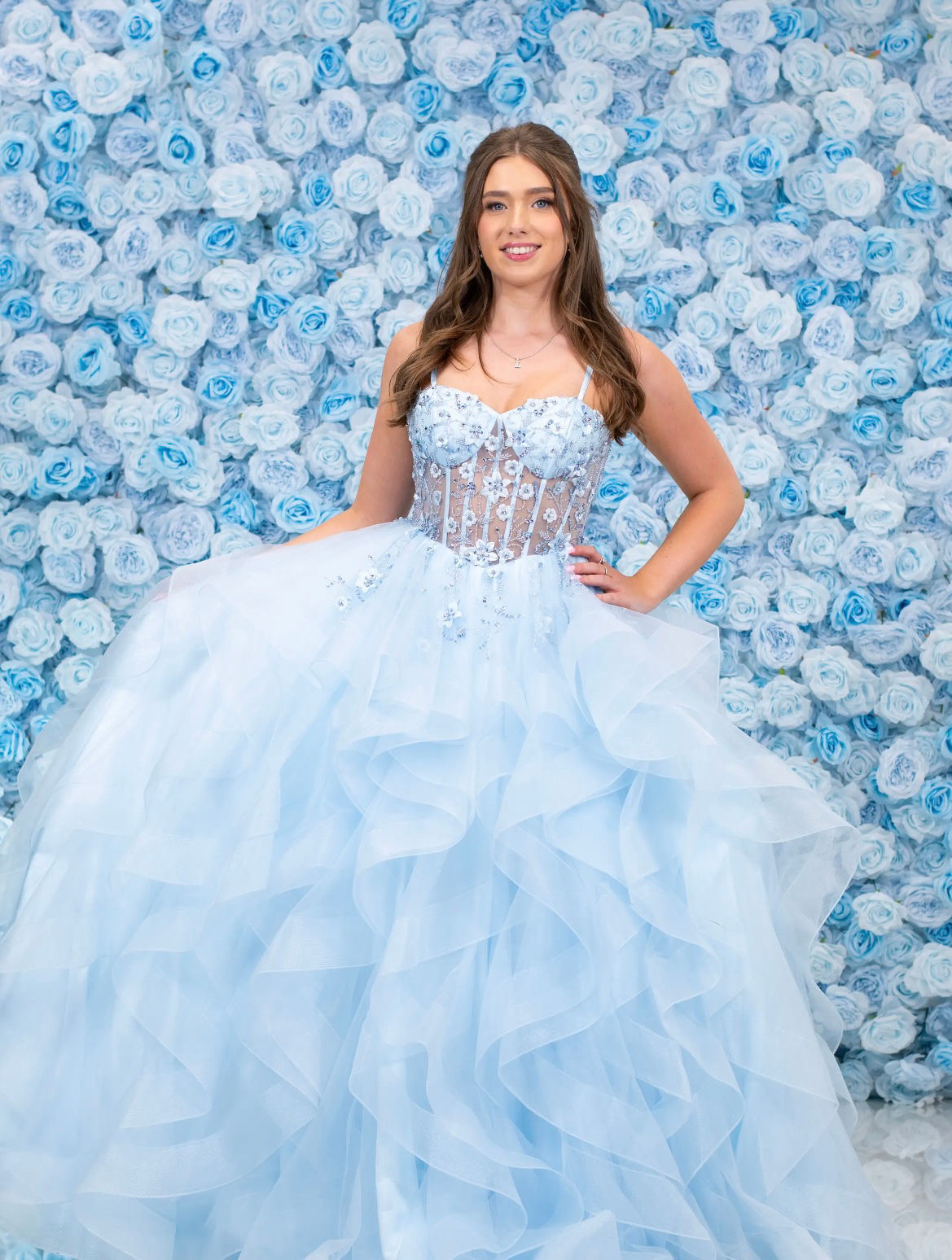 Pale blue ruffle dress