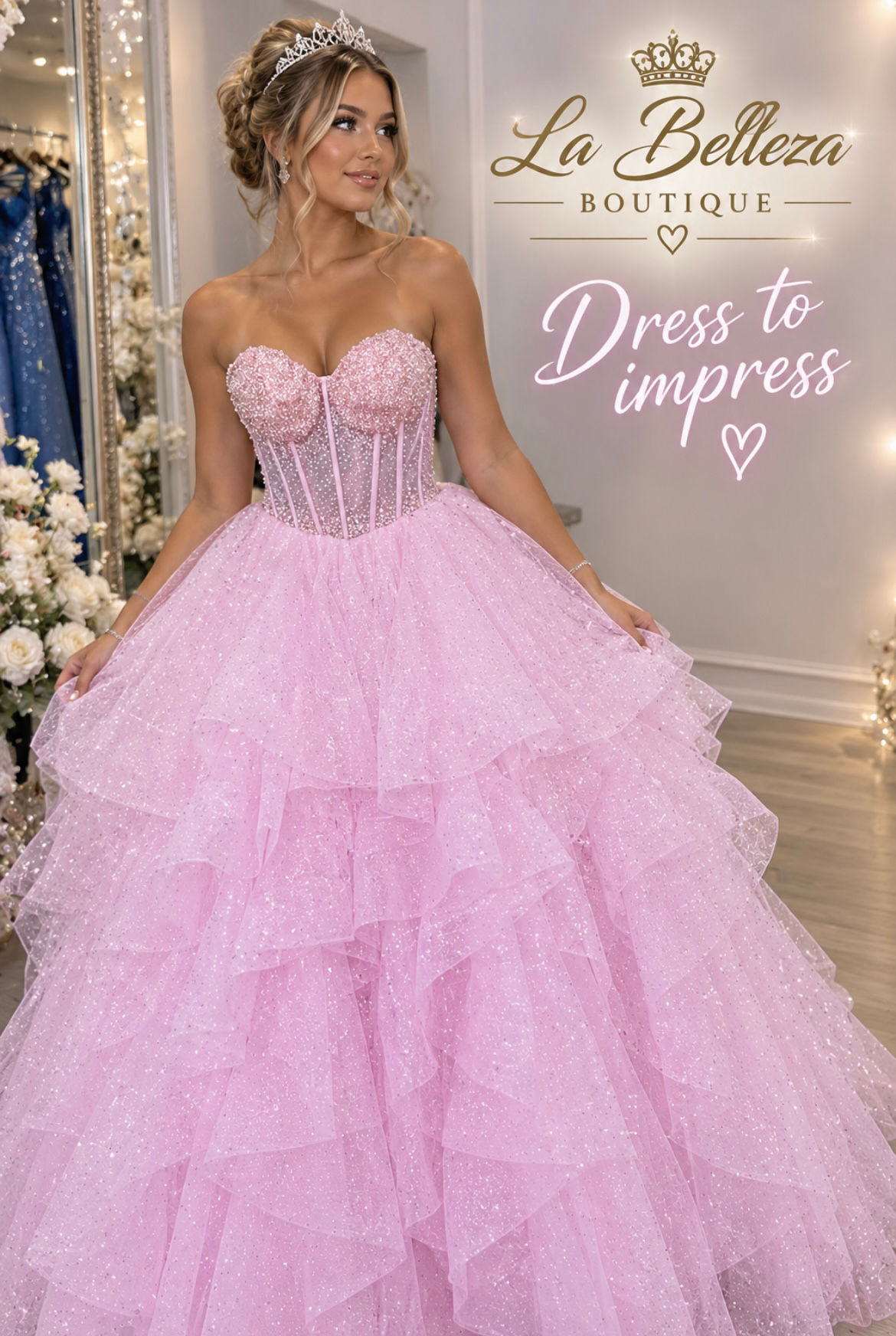 Pink sparkly ruffle dress