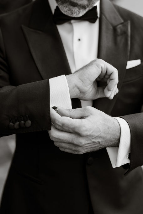 Groom waiting at ceremony aisle, Irish couple wedding Greece