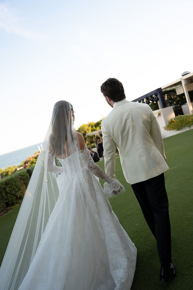  Romantic couple portraits during sunset at a destination wedding in Greece