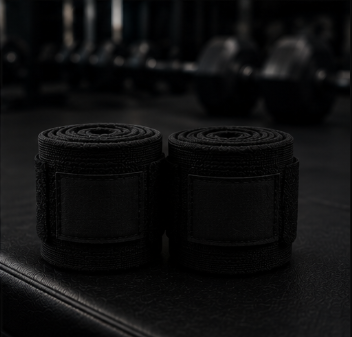 Thumbnail: Black lifting wrist wraps close-up