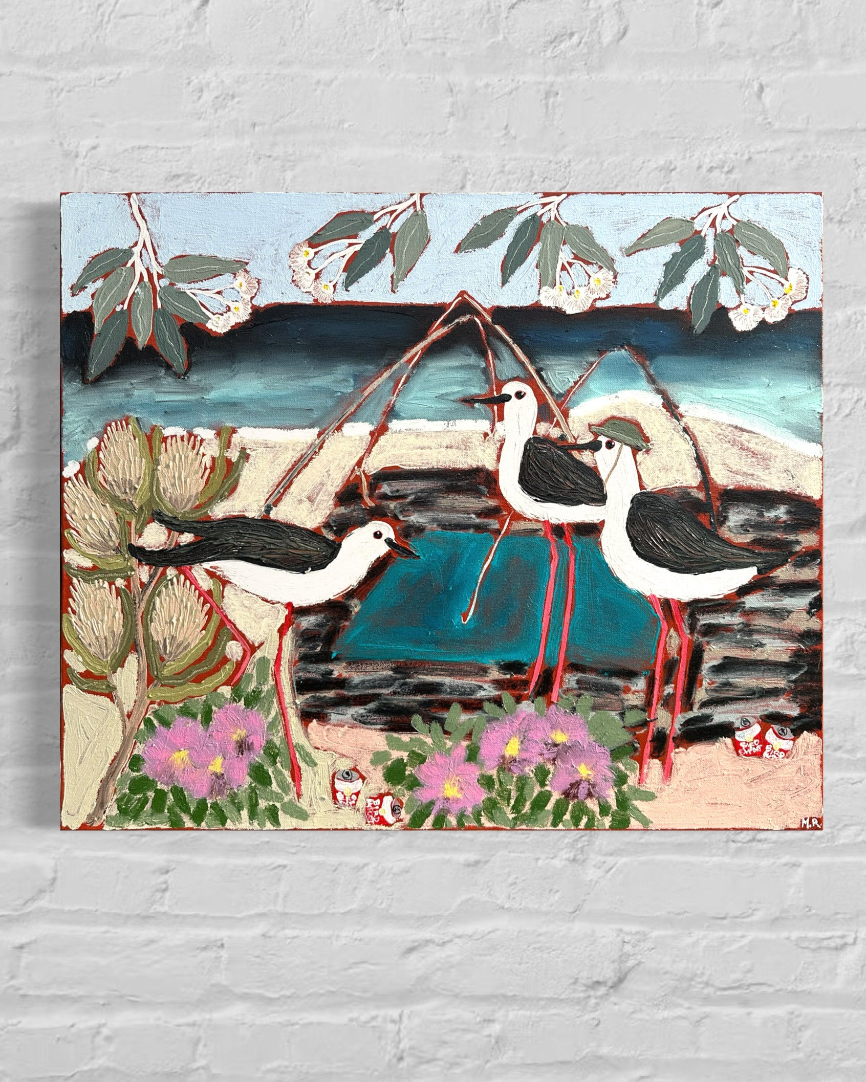 "Bogey Hole with Black-Winged Stilts"