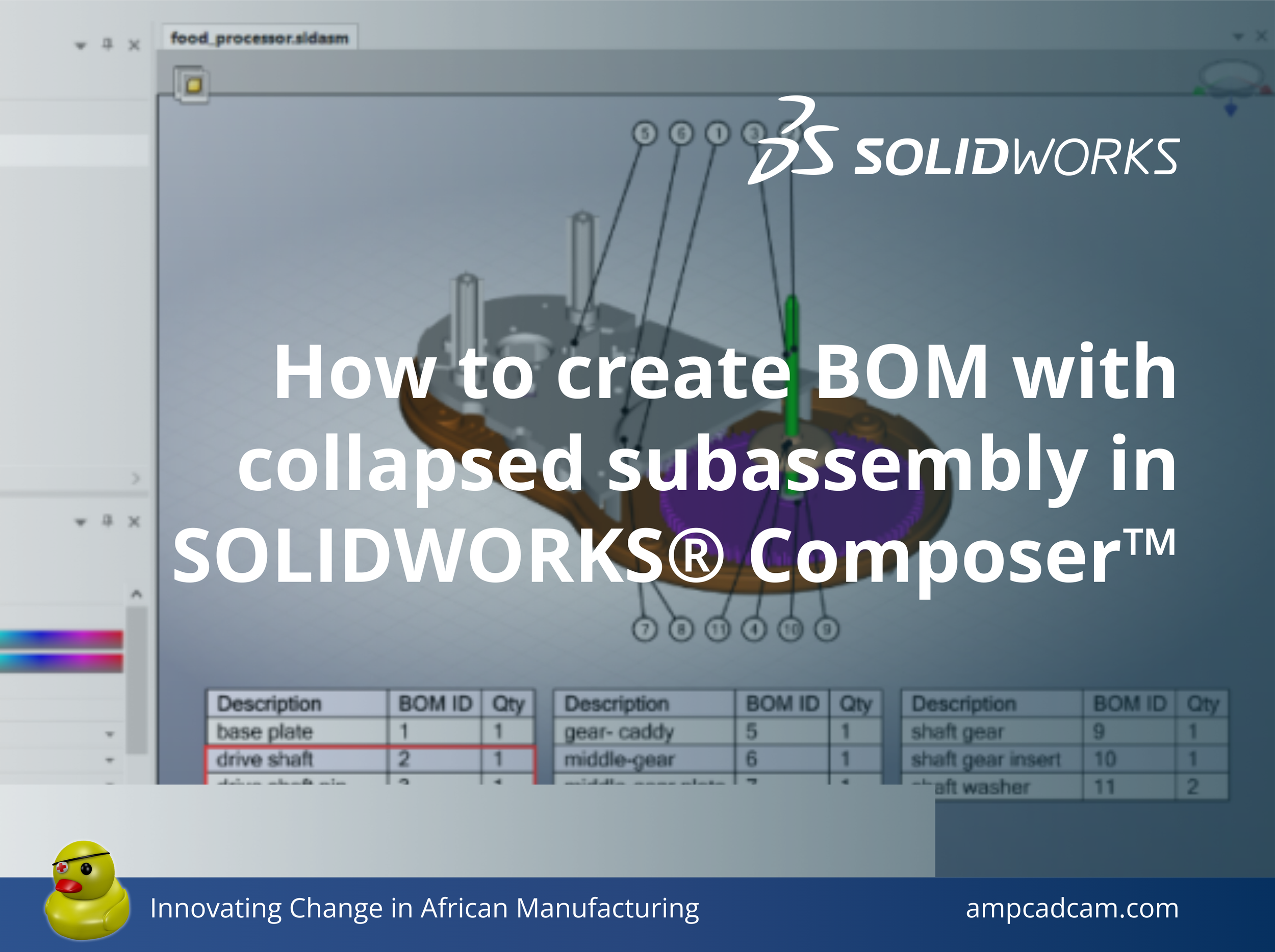 How to create BOM with collapsed subassembly in SOLIDWORKS® Composer™