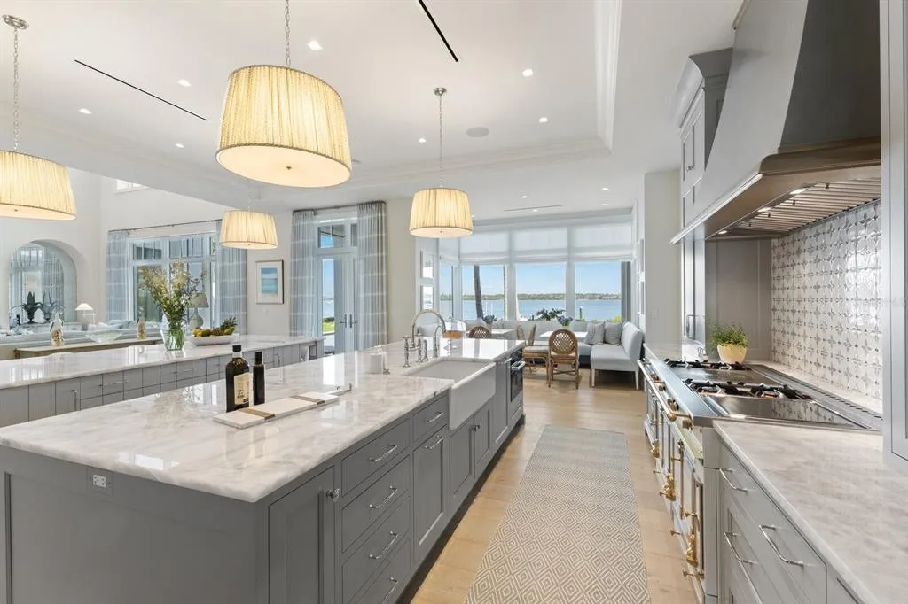 Outdoor lounge and covered terrace overlooking Sarasota Bay