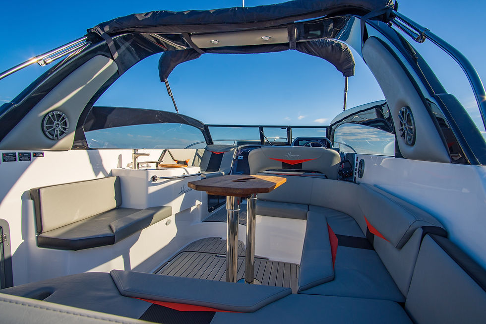Thumbnail: 2025 Hanover Yachts 305 Outboard - Orange on Black For Sale Tampa Florida