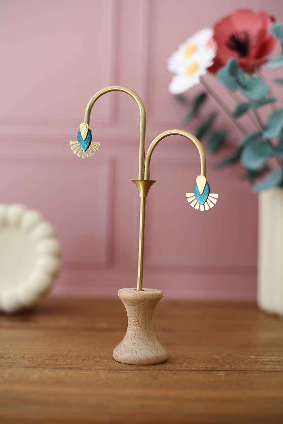 Miniature : Boucles d'oreilles Les Pimpantes : cuir, acier inoxydable et métal doré