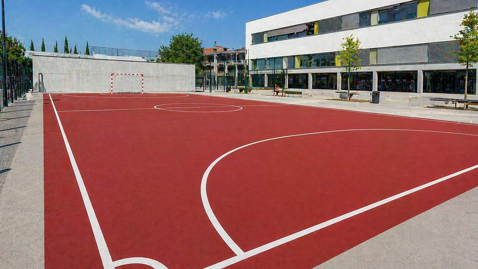 Pista deportiva exterior pavimento acrílico varios colores deportivo Zaragoza Girona Tarr