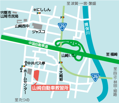 山崎自動車教習所の地図