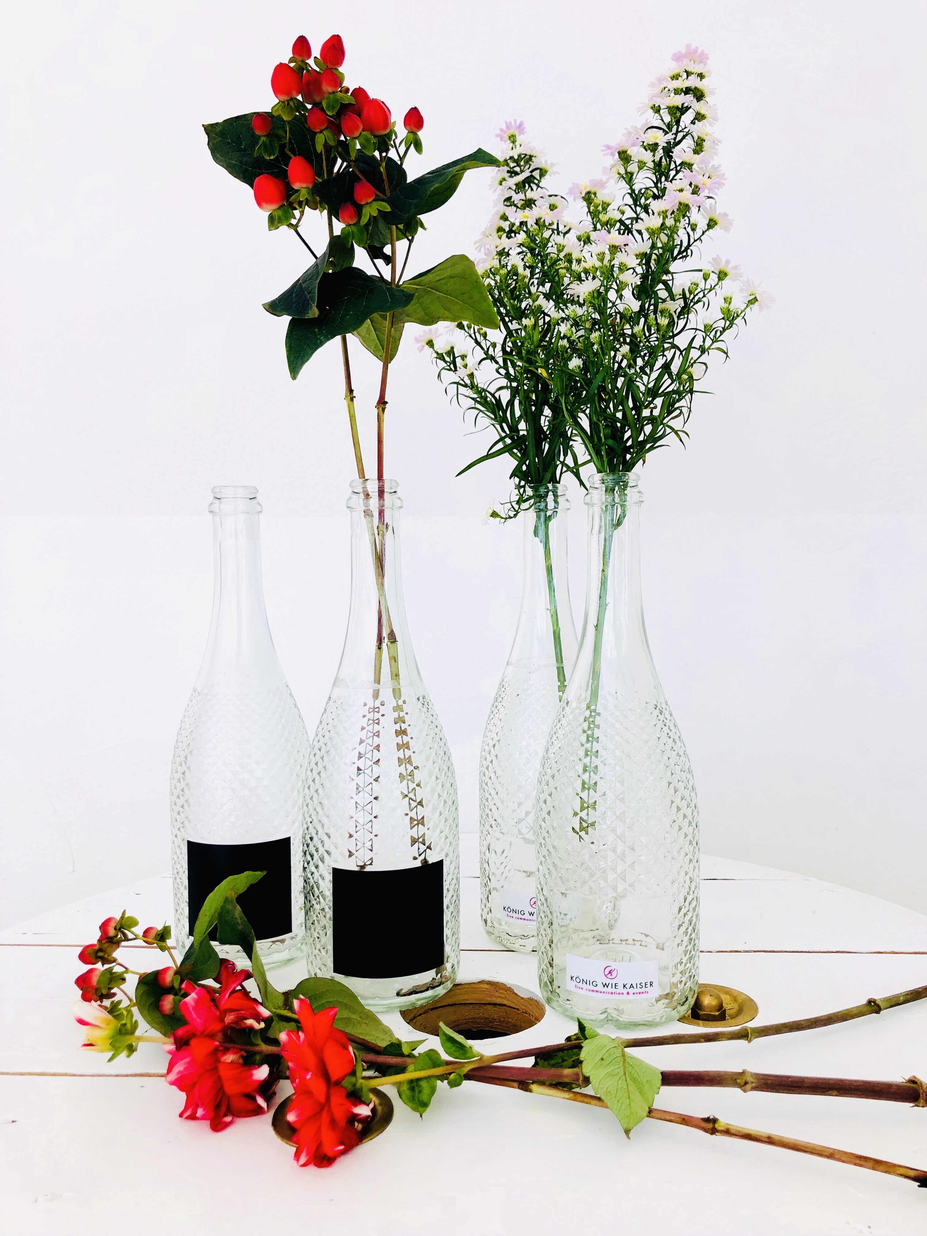 Flaschenvase mit Beschriftungsfeld